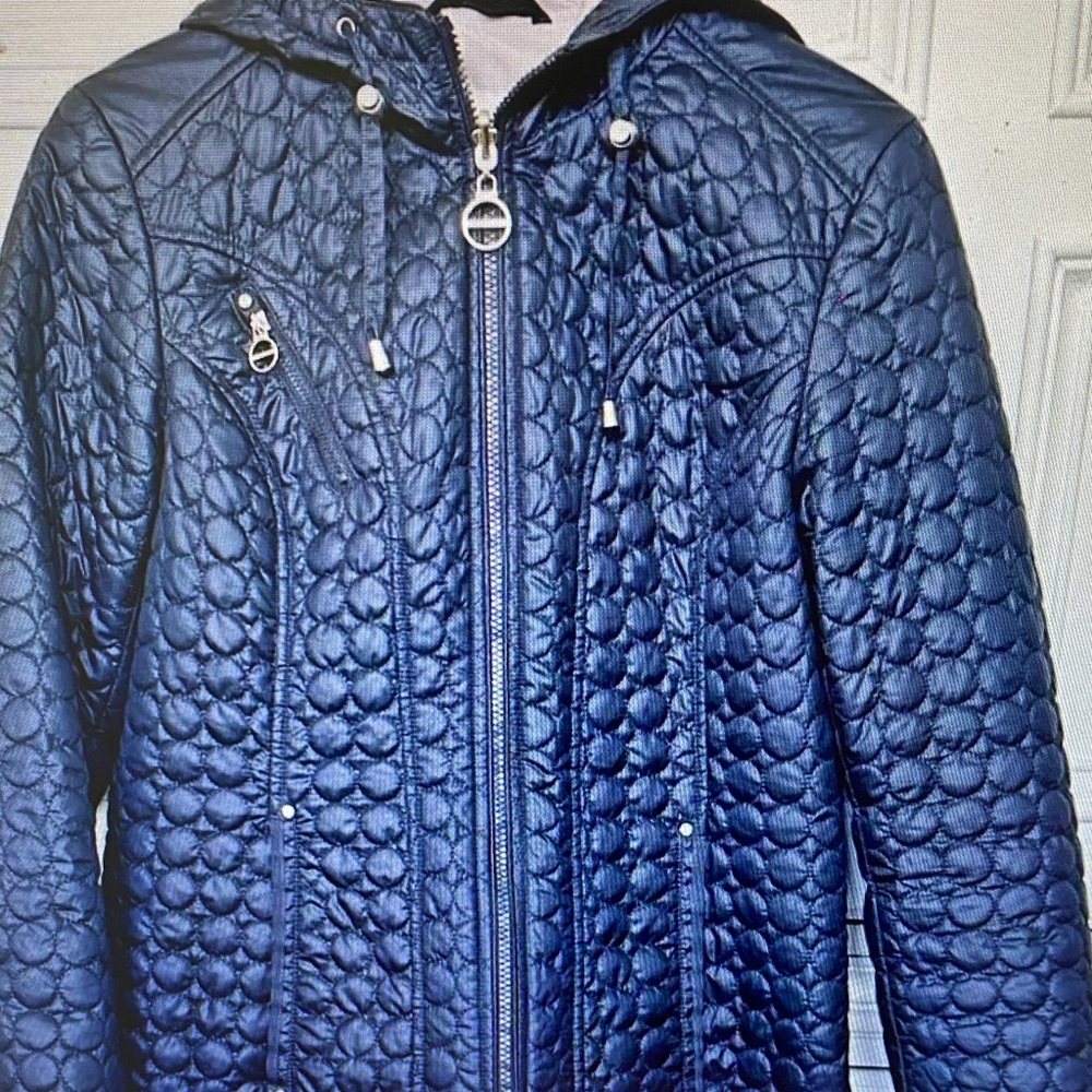 Laundry By Shelli Segal Navy Quilted Puffer Jacket